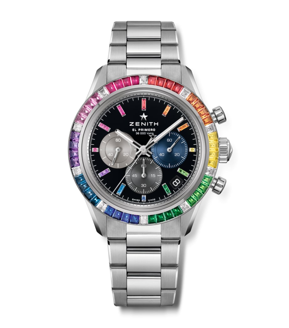 Zenith white gold diamond sapphire watch 41mm, imported from the UK