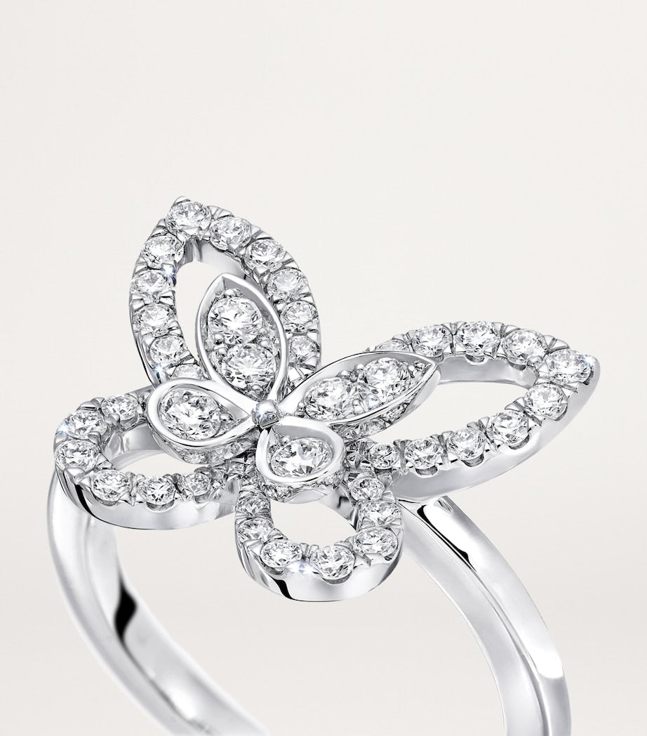 Graff white gold diamond butterfly mini ring, imported from the UK