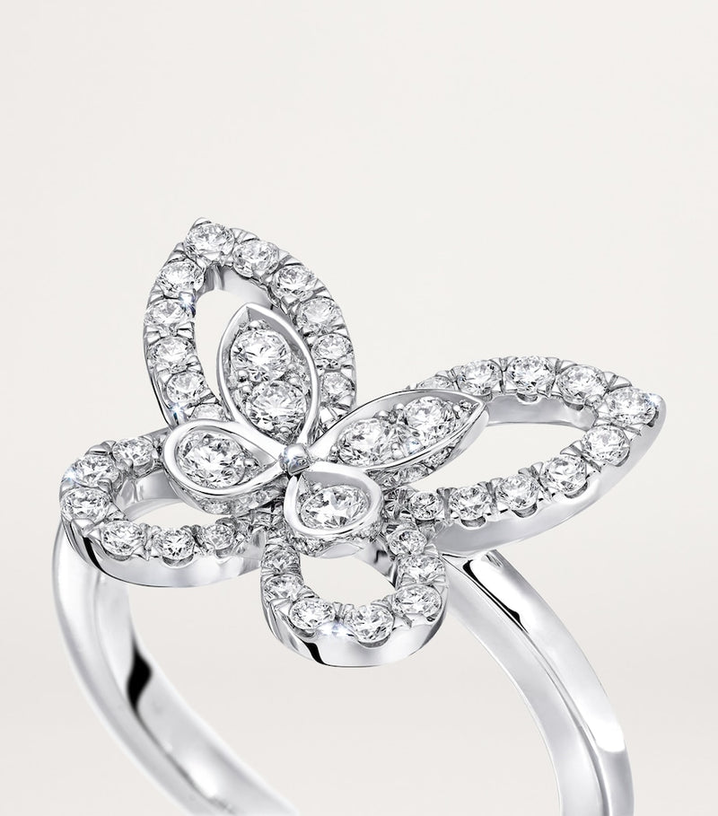 Graff white gold diamond butterfly mini ring, imported from the UK
