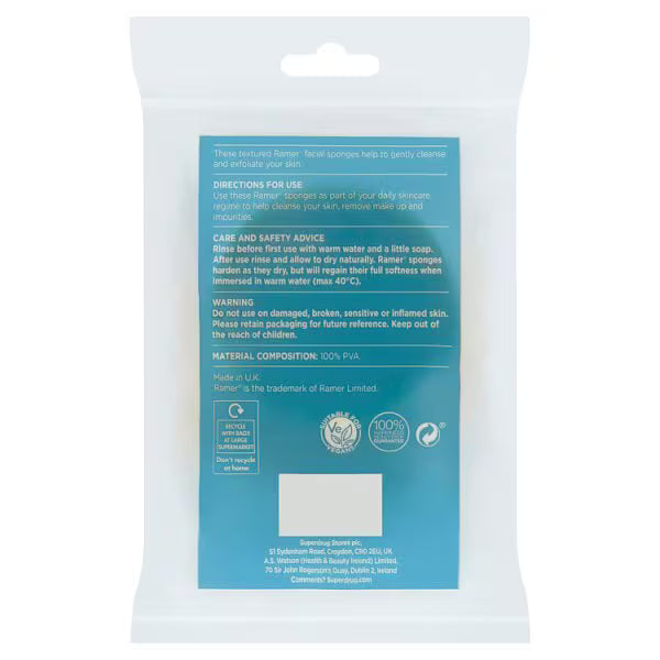 Superdrug Ramer Facial Sponge Twin Pack (British brand)