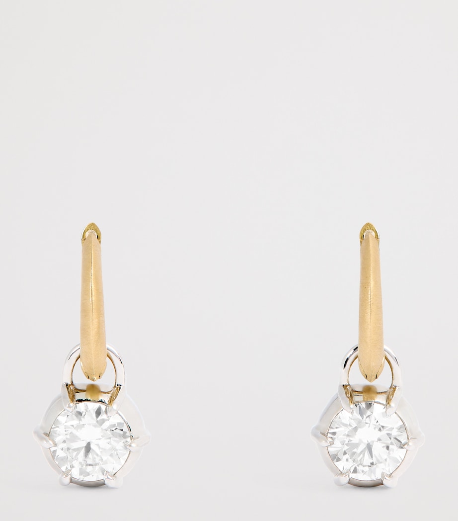 Jade Trau Sienna huggie earrings yellow gold and diamonds, UK version