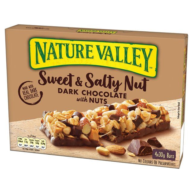 Nature Valley Sweet & Salty Nut Dark Chocolate with Peanuts Bars   4 x 30g