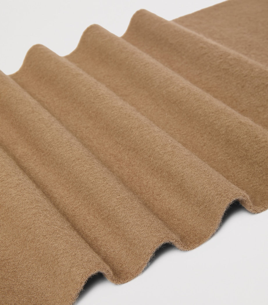 Max Mara wool fringed logo scarf 25x208cm, UK version