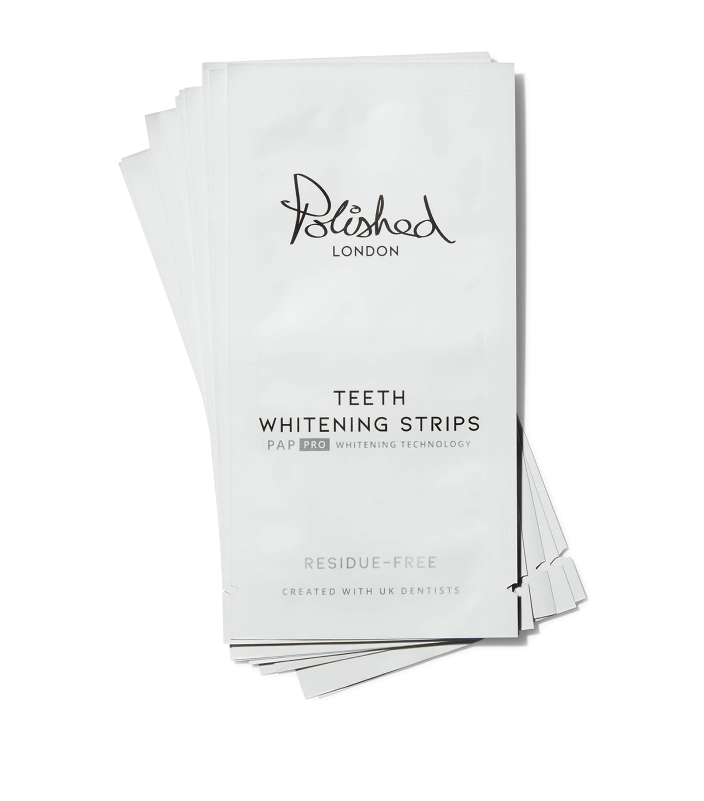 Polished London teeth whitening strips, imported from the UK