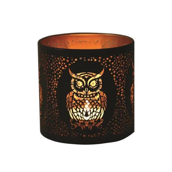 Aroma tealight holder and wax melt burner Black Owl, UK version