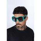 SVNX square oversized mask sunglasses aqua grey, UK version
