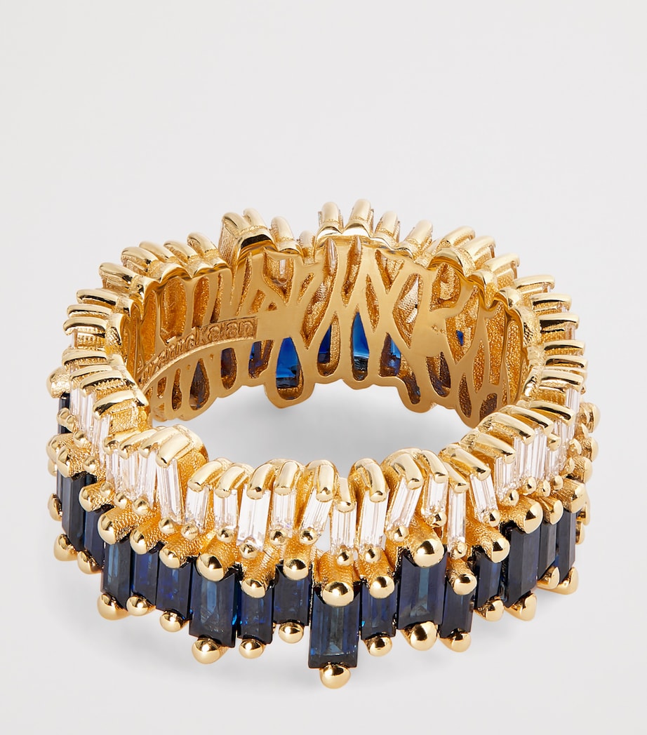 Suzanne Kalan yellow gold diamond sapphire eternity band size 7.25 (British brand)