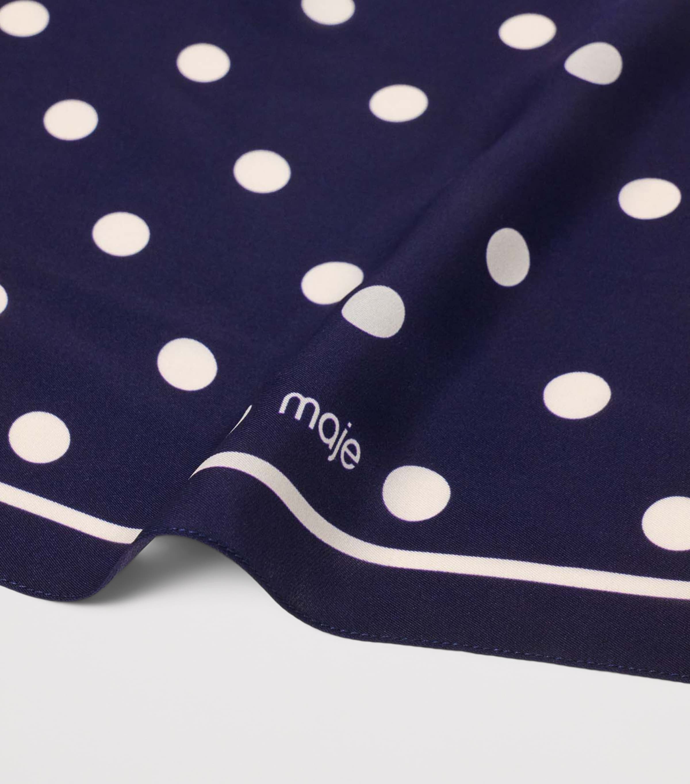 Maje silk polka-dot scarf 60x60cm, imported from the UK