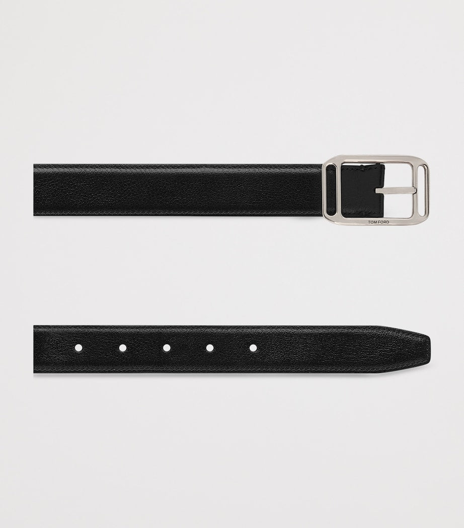 TOM FORD grained leather logo buckle belt 4cm - British product