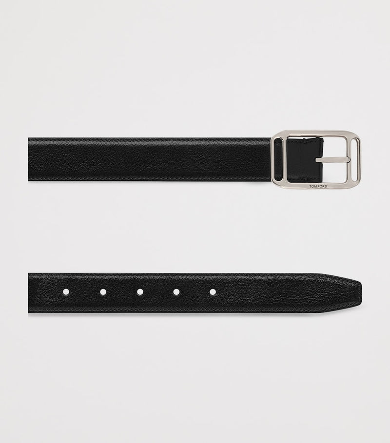 TOM FORD grained leather logo buckle belt 4cm - British product