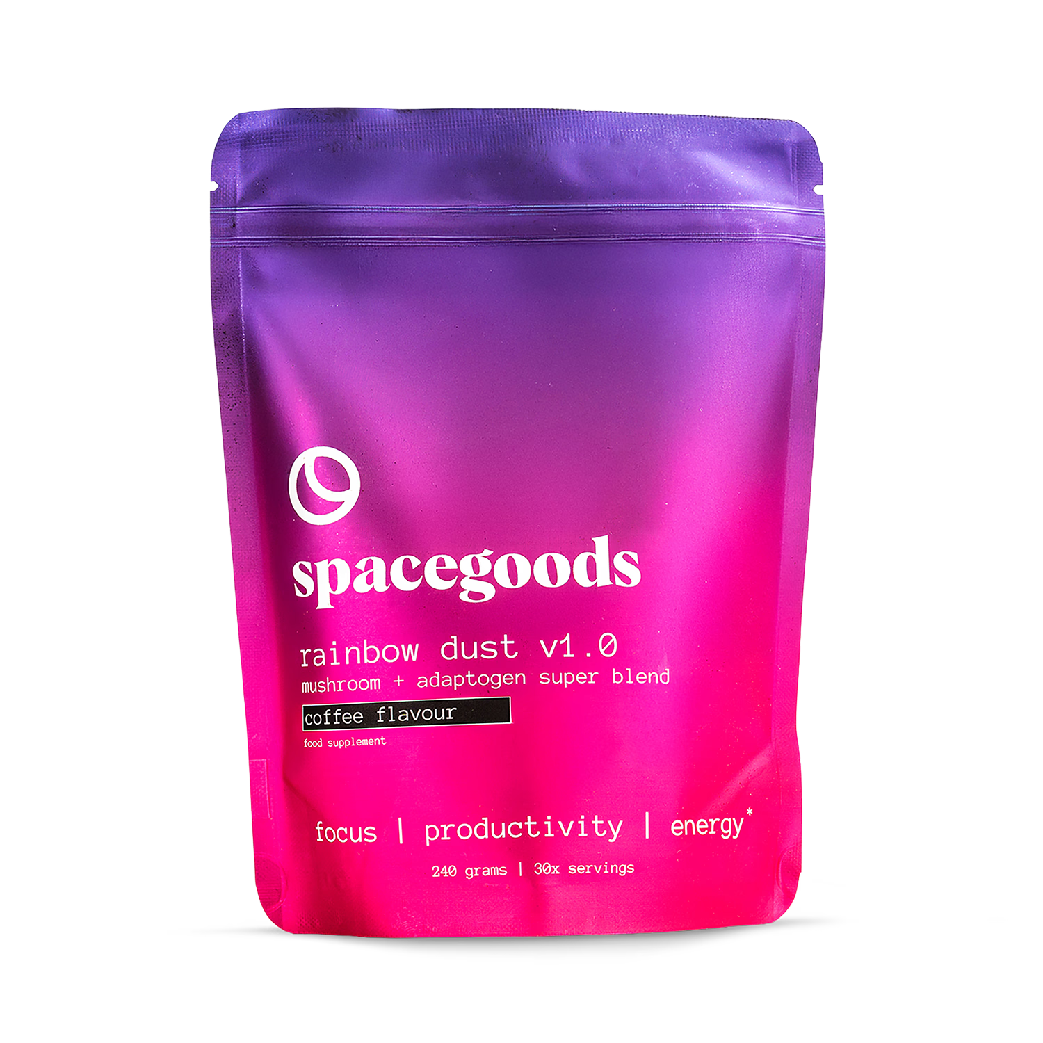 Spacegoods Rainbow Dust coffee superfood powder 240g, imported from the UK