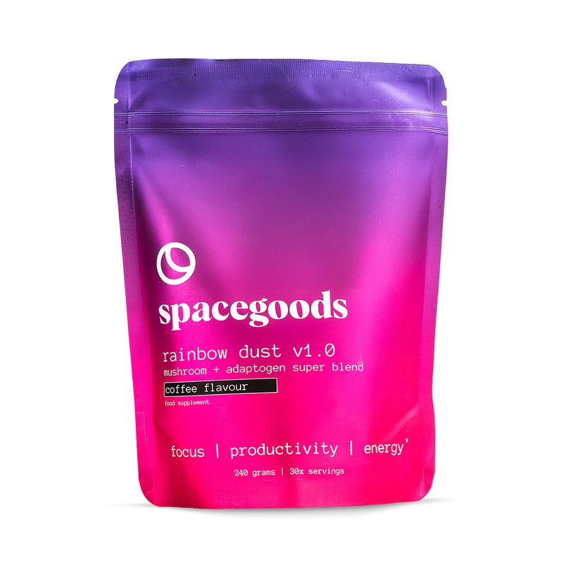Spacegoods Rainbow Dust coffee superfood powder 240g, imported from the UK