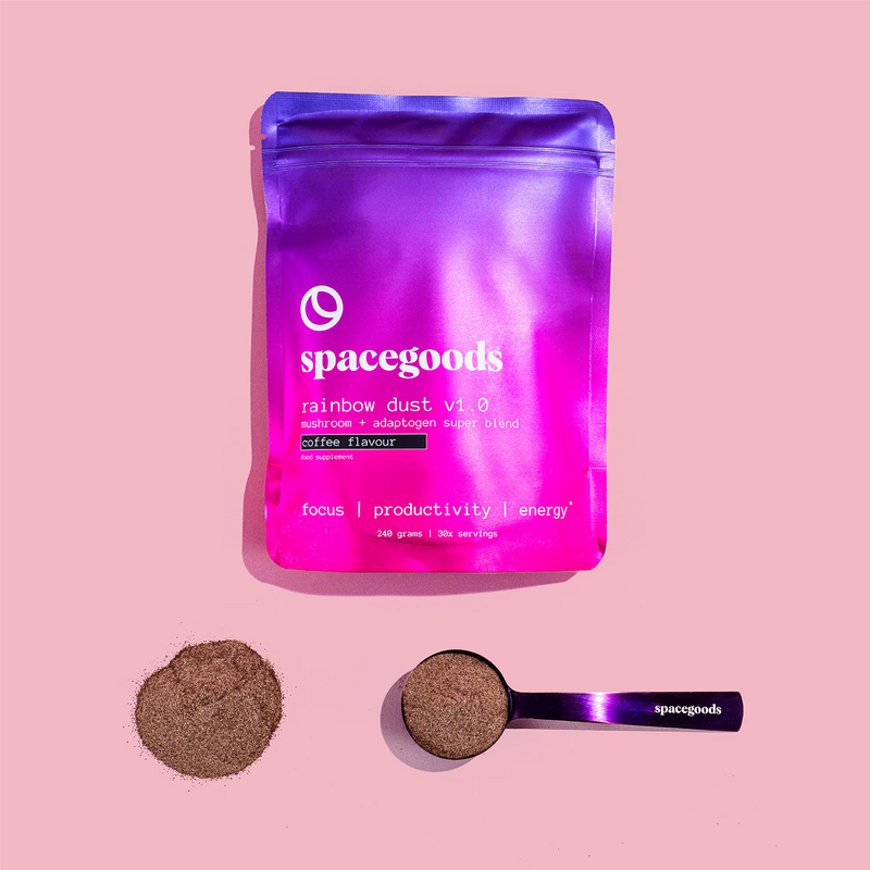 Spacegoods Rainbow Dust coffee superfood powder 240g, imported from the UK
