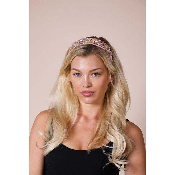 SVNX embellished crystal headband in pink - British product