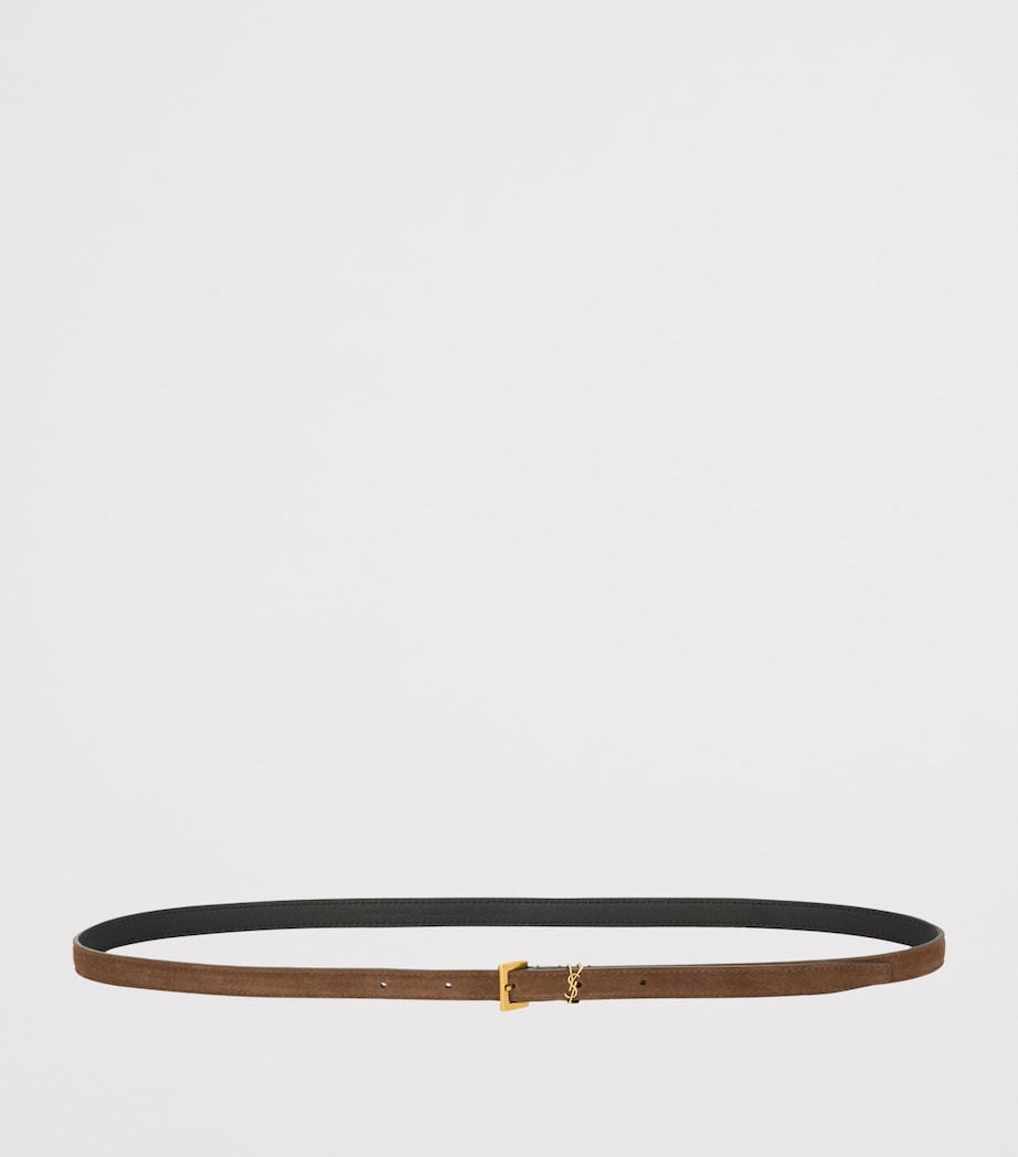 Ceinture fine Cassandre en cuir de veau Saint Laurent, version UK