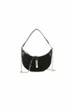 SVNX crescent shoulder bag black faux suede, UK version