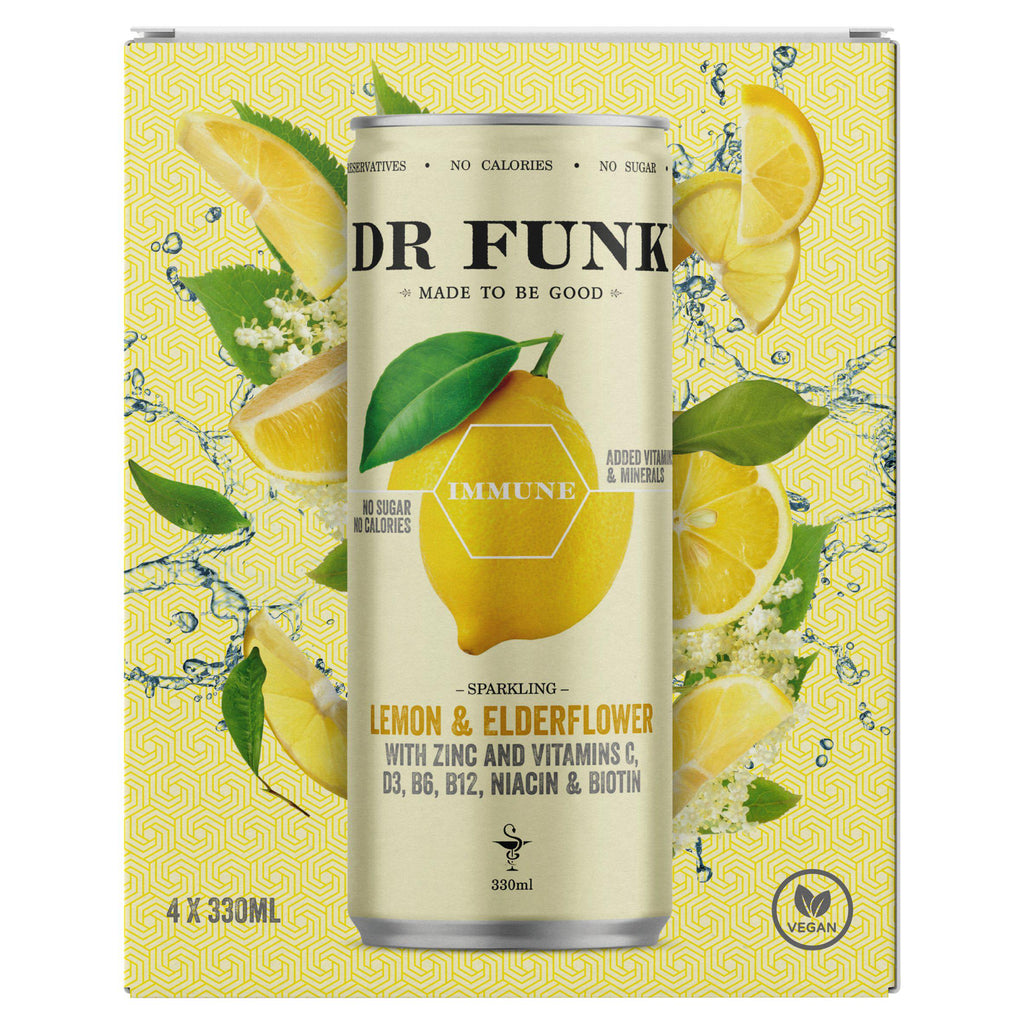 Dr Funk Immune Sparkling Lemon & Elderflower 4x330ml