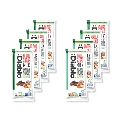Holland & Barrett Diablo No Added Sugar Milk Chocolate Bar with Almonds 75g Pack of 8- Buy online at McGrocer