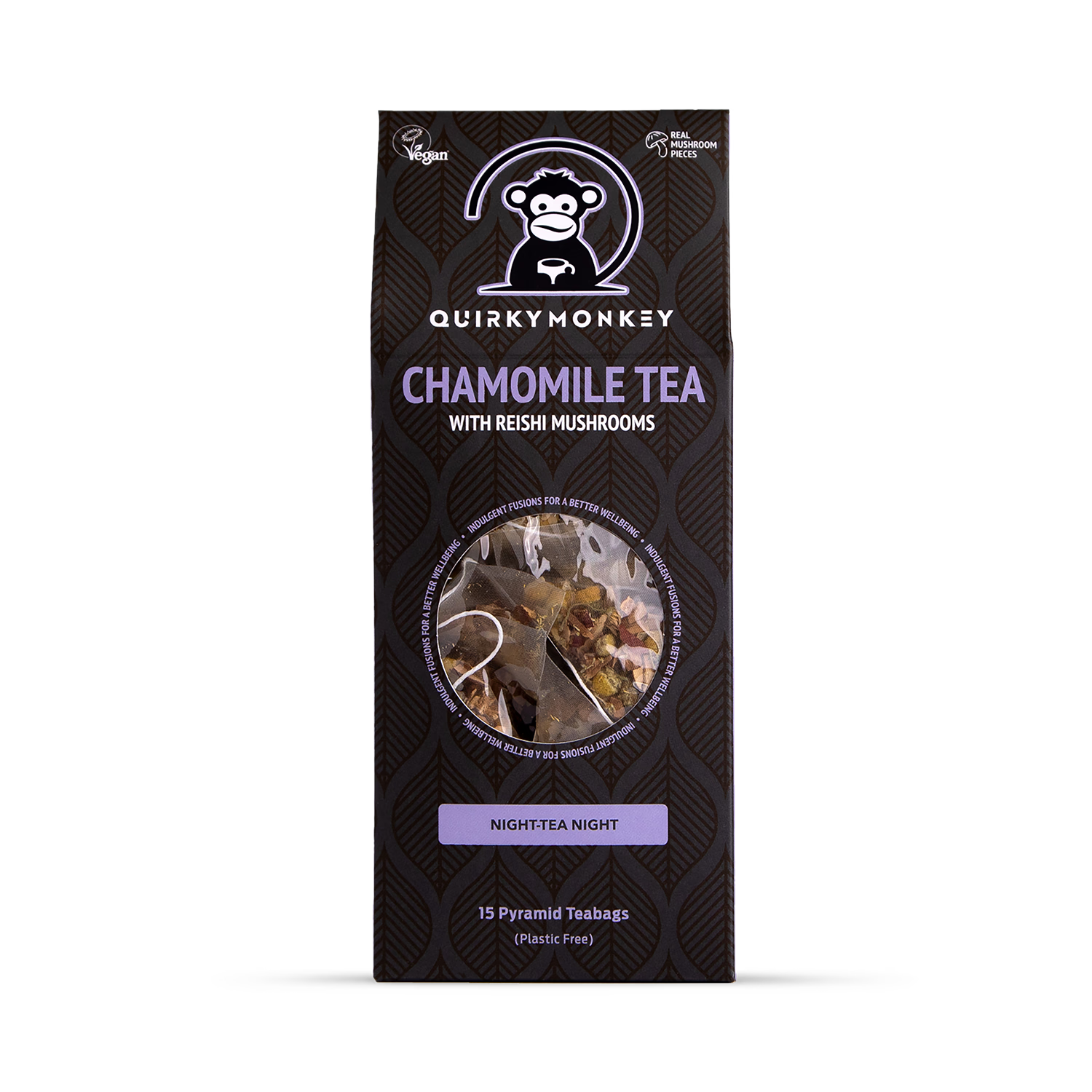 Quirky Monkey Chamomile Tea With Reishi Mushroom ( Night-Tea Night) 15 X Pyramid Teabags