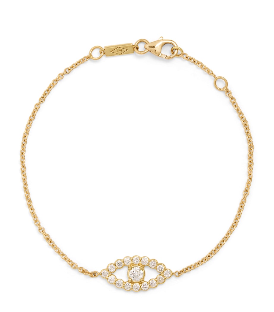 Jennifer Meyer evil eye bracelet in yellow gold with diamonds, imported from the UK