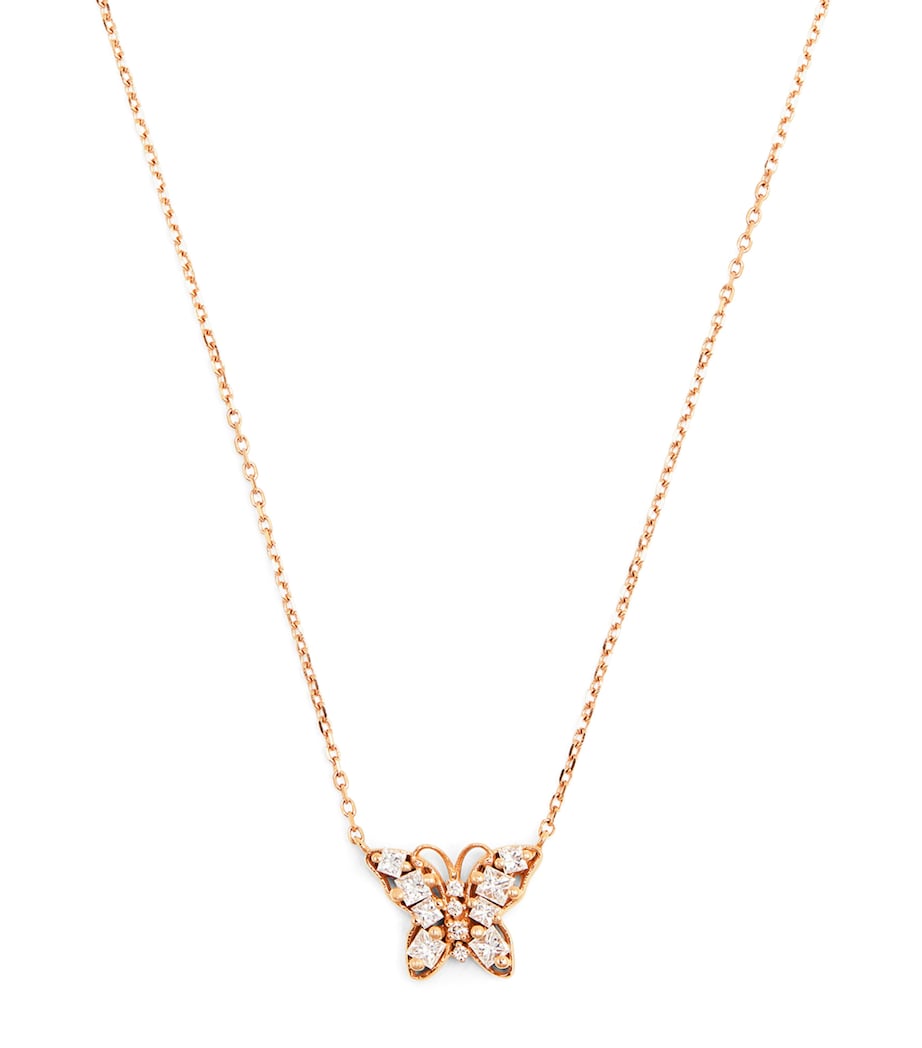 Suzanne Kalan rose gold diamond butterfly necklace adjustable chain - British product