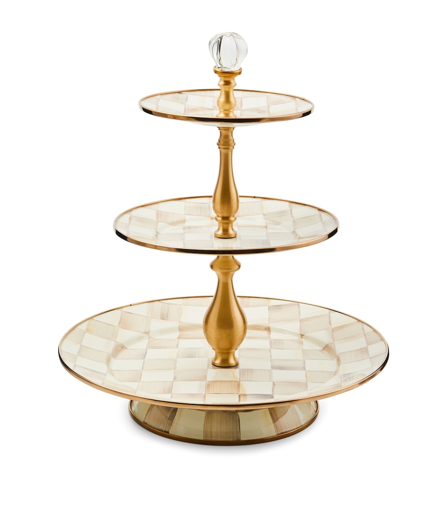 MacKenzie-Childs cake stand Mocha Check 35.5cm, UK version