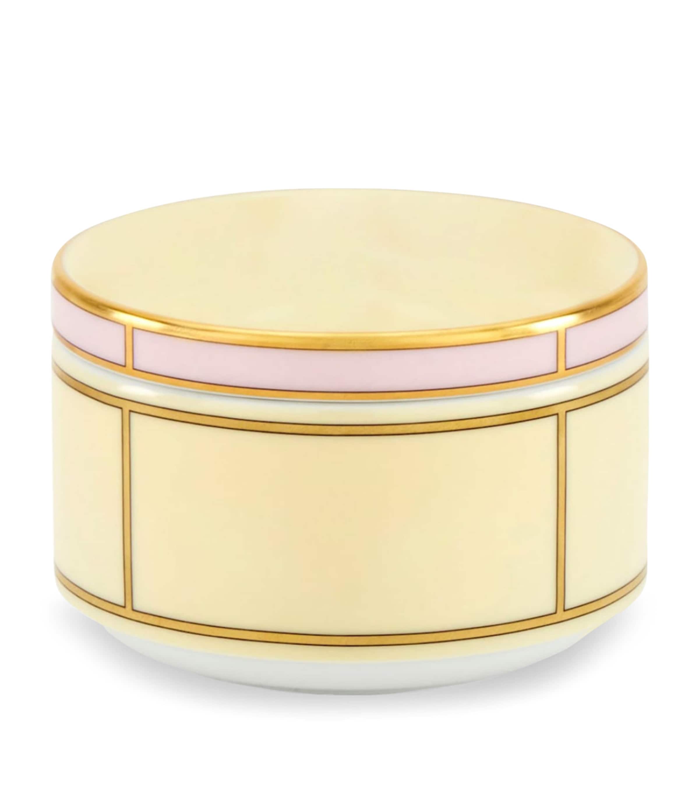 GINORI 1735 porcelain Colonna Diva Giallo lidded sugar pot 10cm, UK version