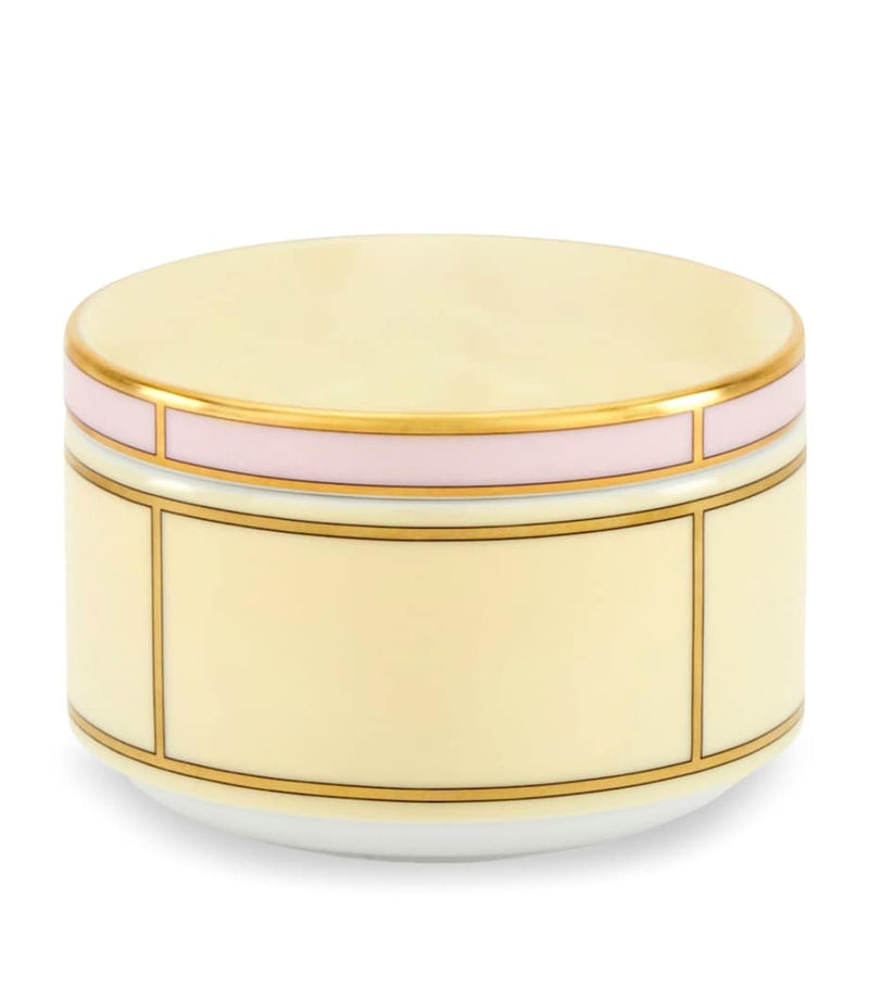 GINORI 1735 porcelain Colonna Diva Giallo lidded sugar pot 10cm, UK version