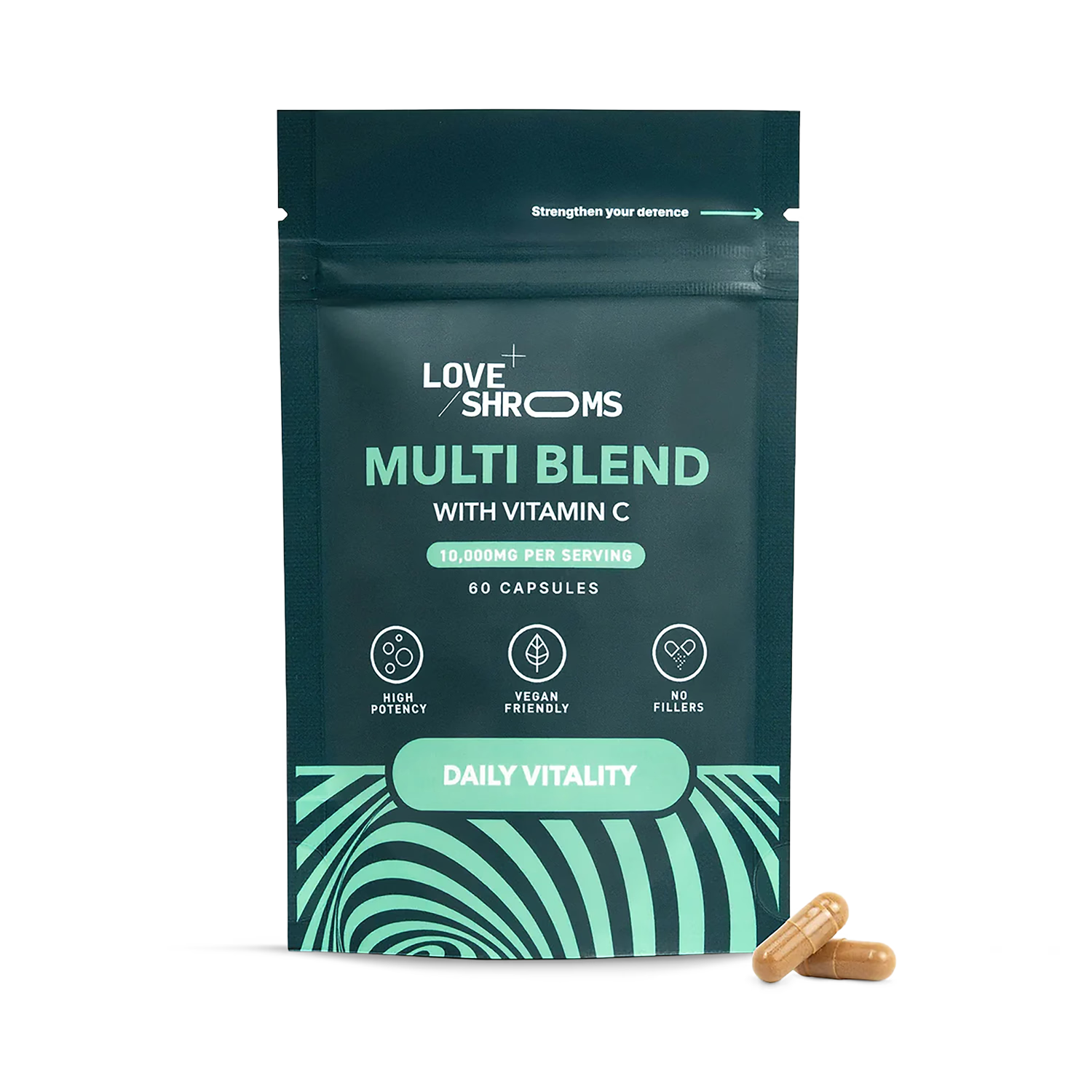 Love Health multi blend mushroom capsules 60ct, UK version
