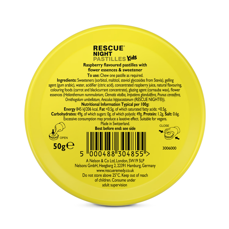 Rescue Remedy Kids Night Pastilles Raspberry 50g (British brand)