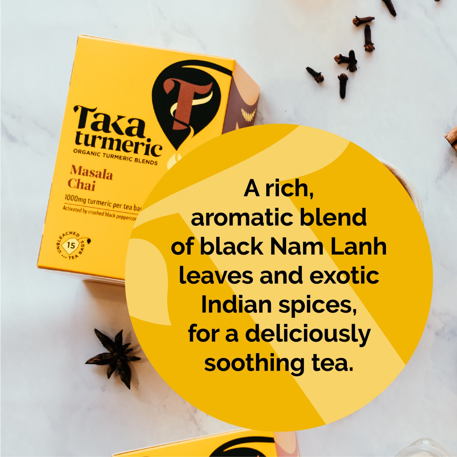 Taka Turmeric masala chai turmeric tea 15 teabags - British product