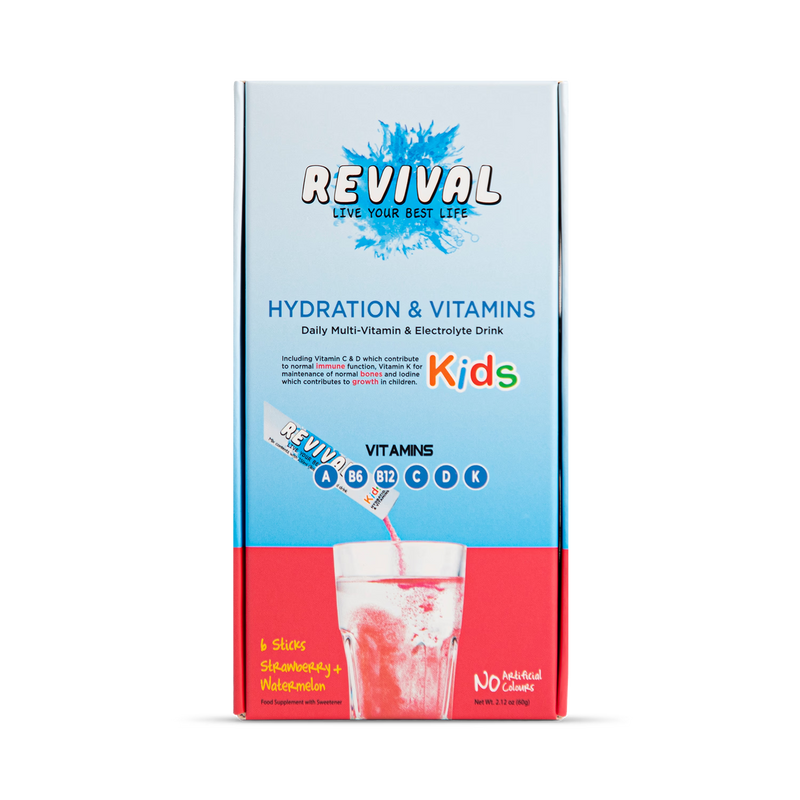Revival kids multivitamin drink strawberry watermelon 6 sachets, UK version