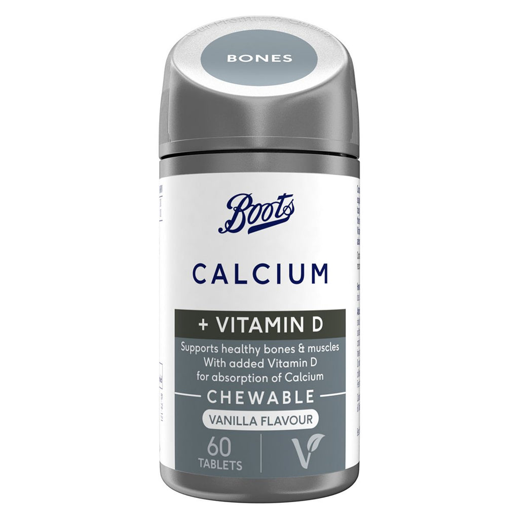 Boots Chewable Calcium + Vitamin D Vanilla 60 Tablets