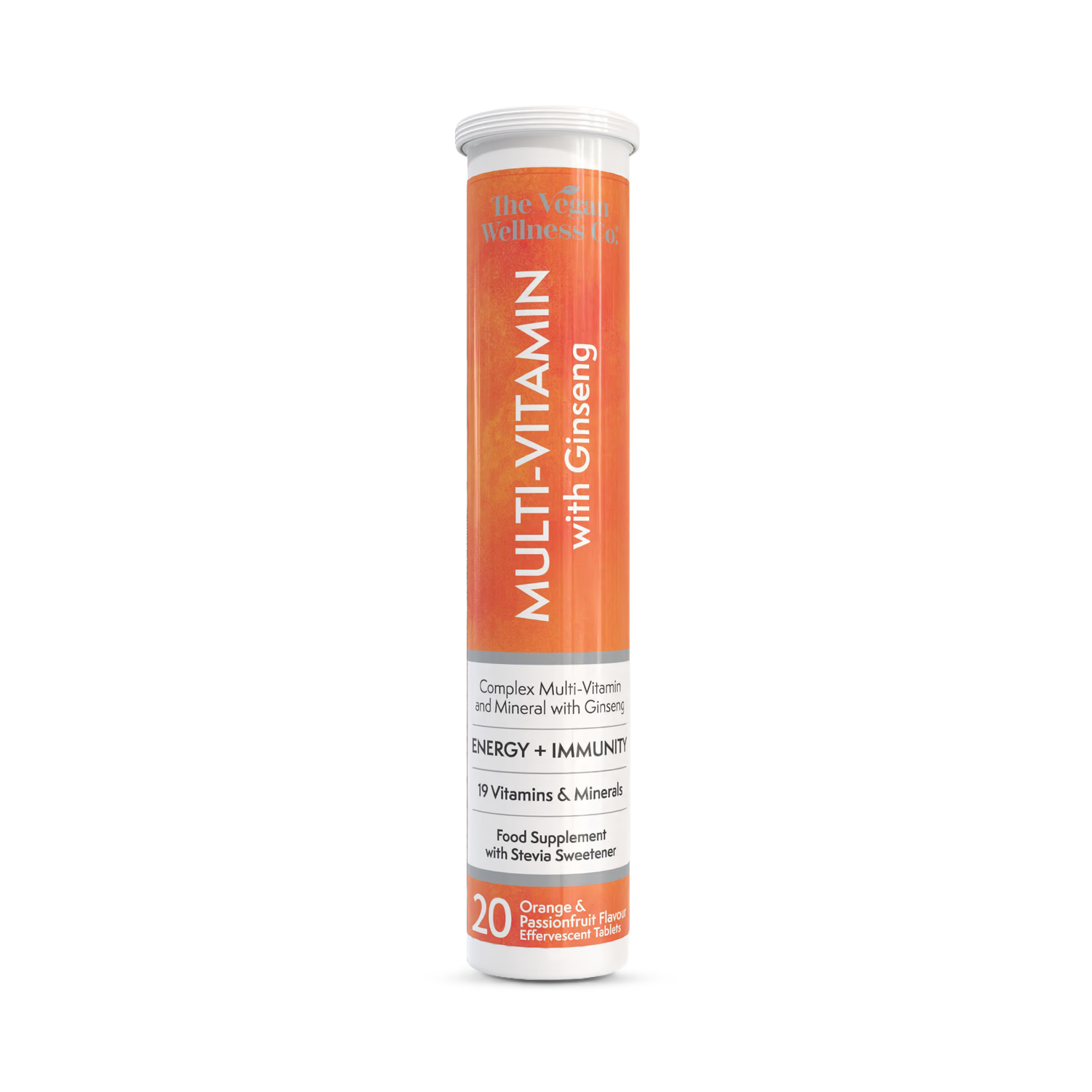 Vegan Wellness Co multivitamin ginseng effervescent tablets, imported from the UK