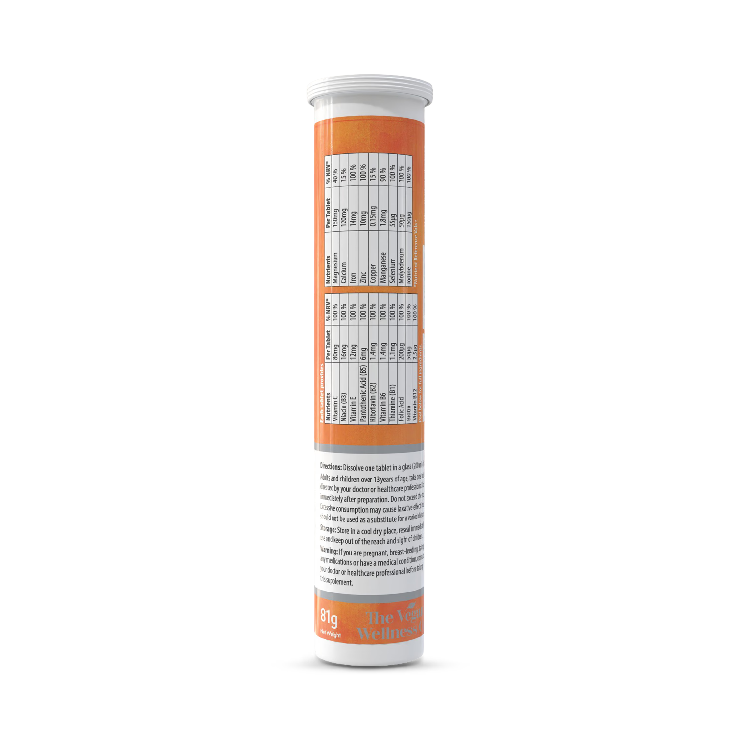 Vegan Wellness Co multivitamin ginseng effervescent tablets, imported from the UK