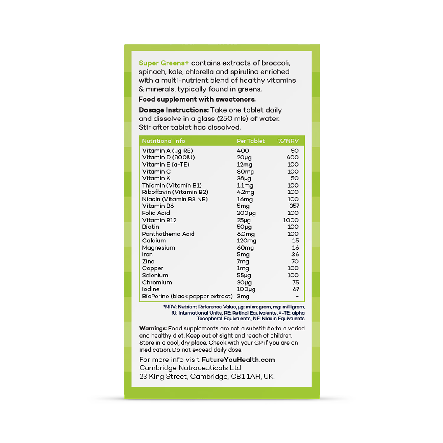 SuperGreens+ Daily Greens Drink 28 servings (British brand)