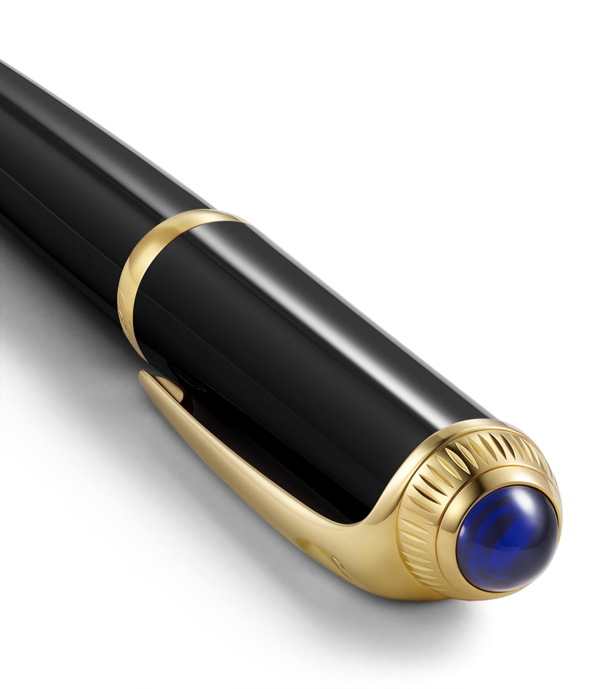 Cartier ballpoint pen with palladium detailing and blue resin cabochon - British product