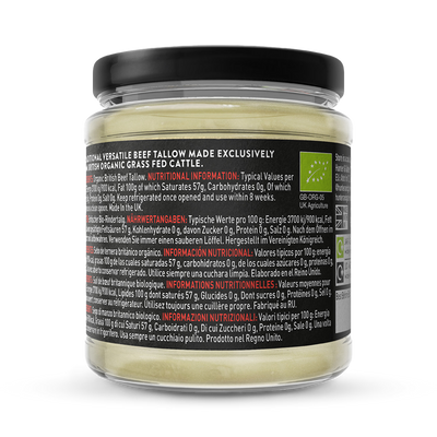 Graisse de bœuf biologique Hunter &amp; Gather issue de bovins britanniques nourris à l'herbe, 300g