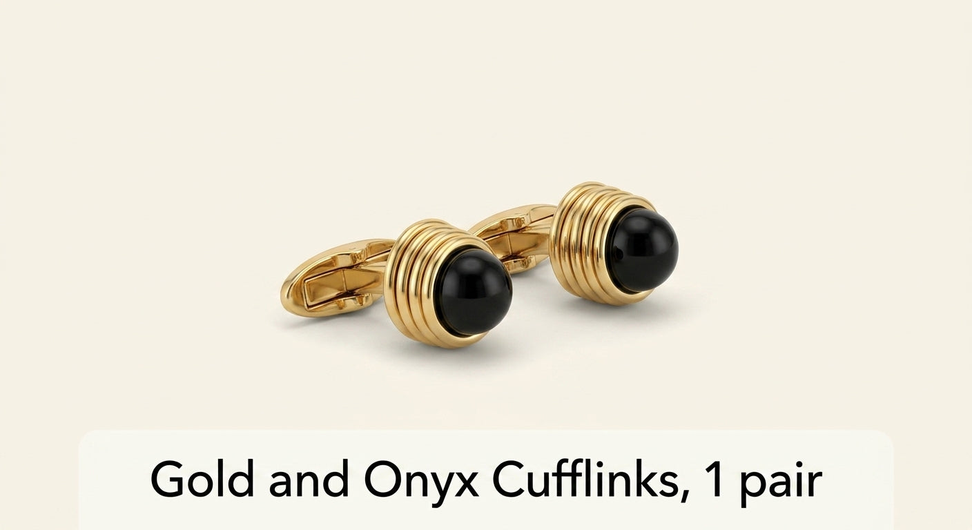 Cartier spring motif onyx cufflinks 24mm, imported from the UK