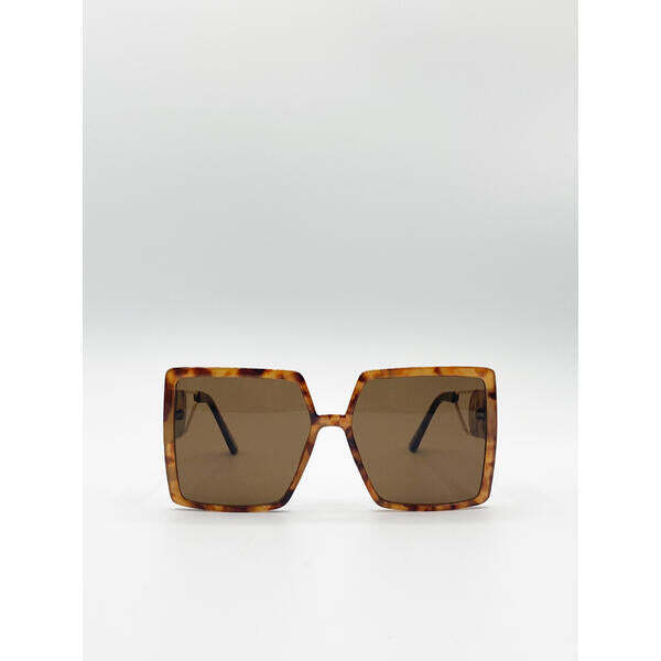 SVNX oversized square sunglasses tortoise shell brown lenses UK version