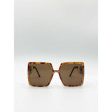 SVNX oversized square sunglasses tortoise shell brown lenses UK version
