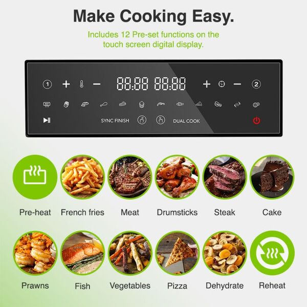 VonShef dual air fryer 9L with liners (British brand)