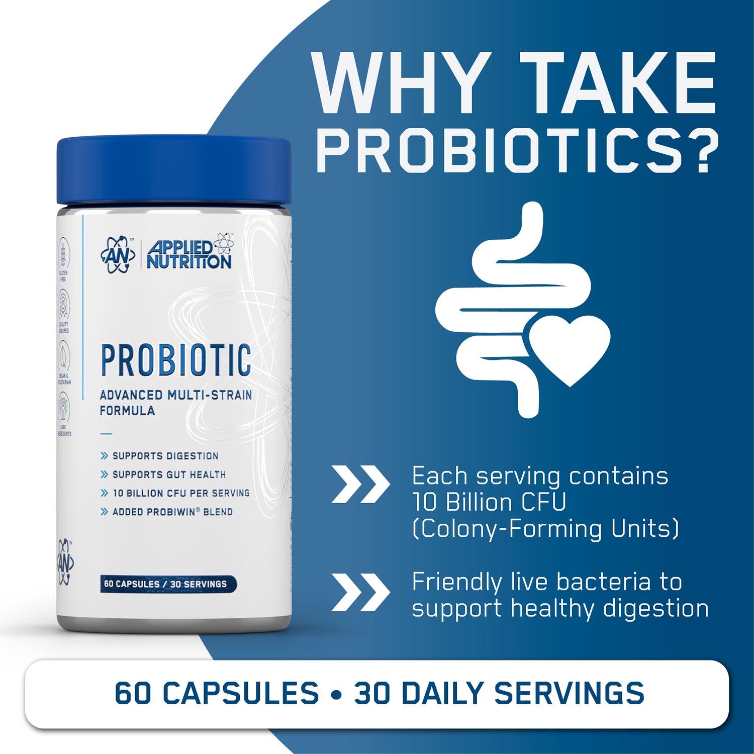 Probiotic Advanced Multi-Strain Formula 60 Capsules, imported from the UK