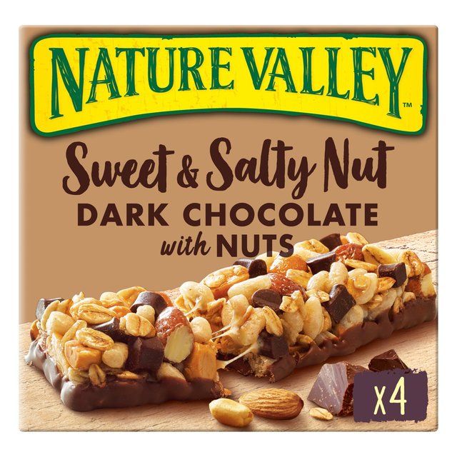 Nature Valley Sweet & Salty Nut Dark Chocolate with Peanuts Bars   4 x 30g Crisps, Nuts & Snacking Fruit M&S   