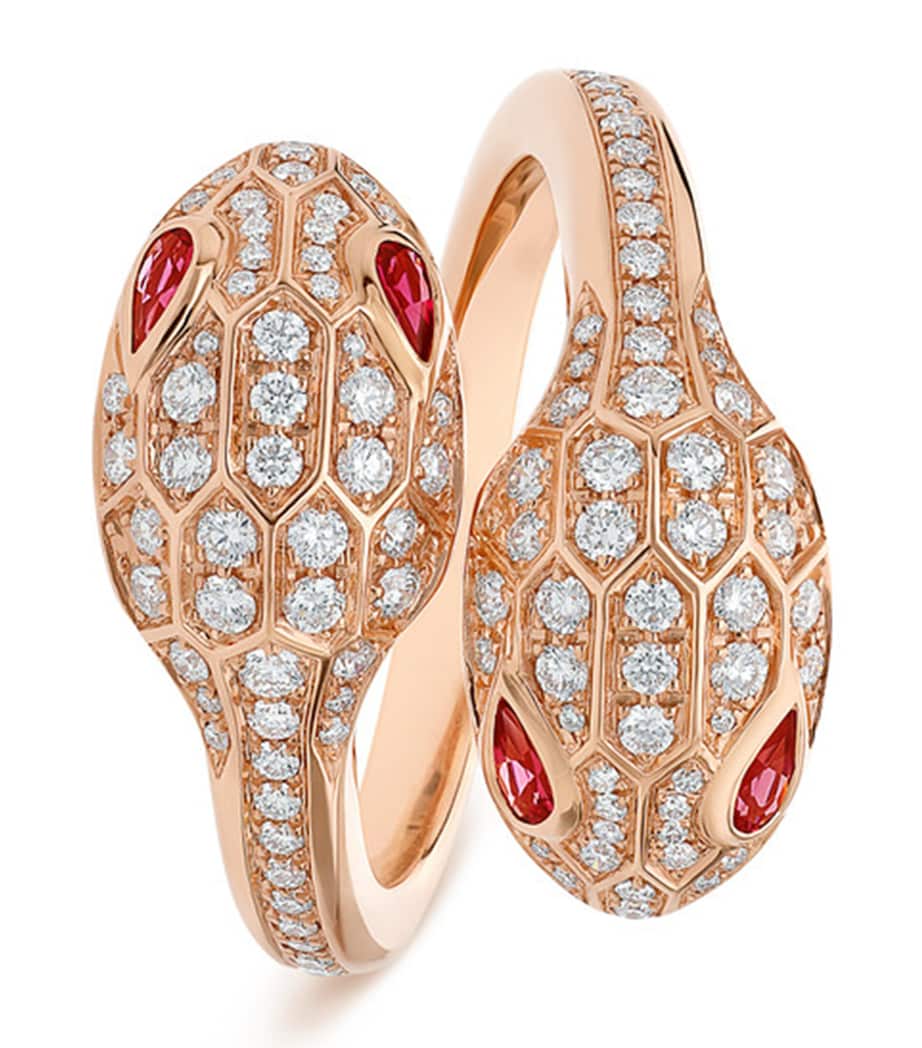 Bvlgari Serpenti Seduttori ring rose gold diamond rubellite, UK version