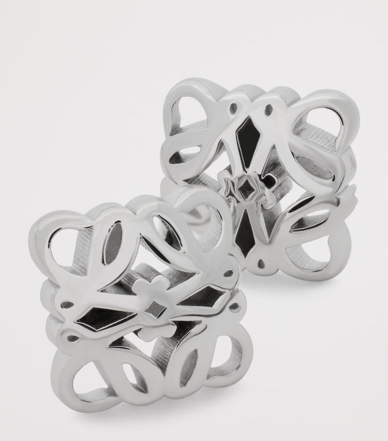 LOEWE Anagram Bombé stud earrings in sterling silver, UK version
