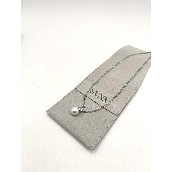 SVNX pearl diamante necklace silver 9mm, imported from the UK