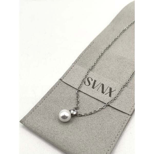 SVNX pearl diamante necklace silver 9mm, imported from the UK