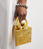 Talel Paris metallic leather triangle top-handle bag (British brand)