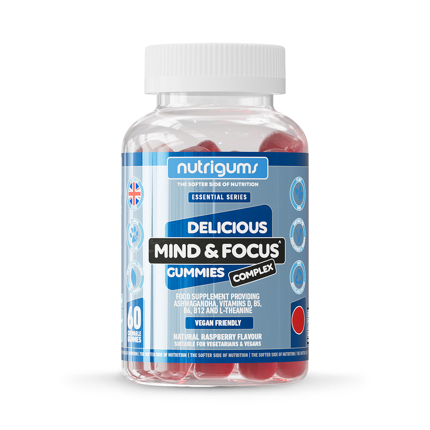 Nutrigums mind focus complex gummies 60 count, imported from the UK
